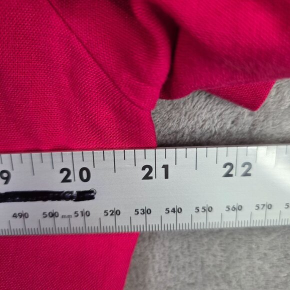 Womens Vintage Worthington Red Shirt Short Sleeve Button-Up Linen Blend Size 12 - Picture 4 of 6